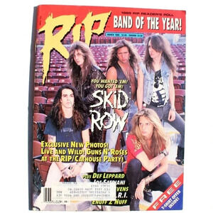 Vtg March 1990 RIP Magazine - SKID ROW Guns N' Roses DEF LEPPARD W/ Centerfold
